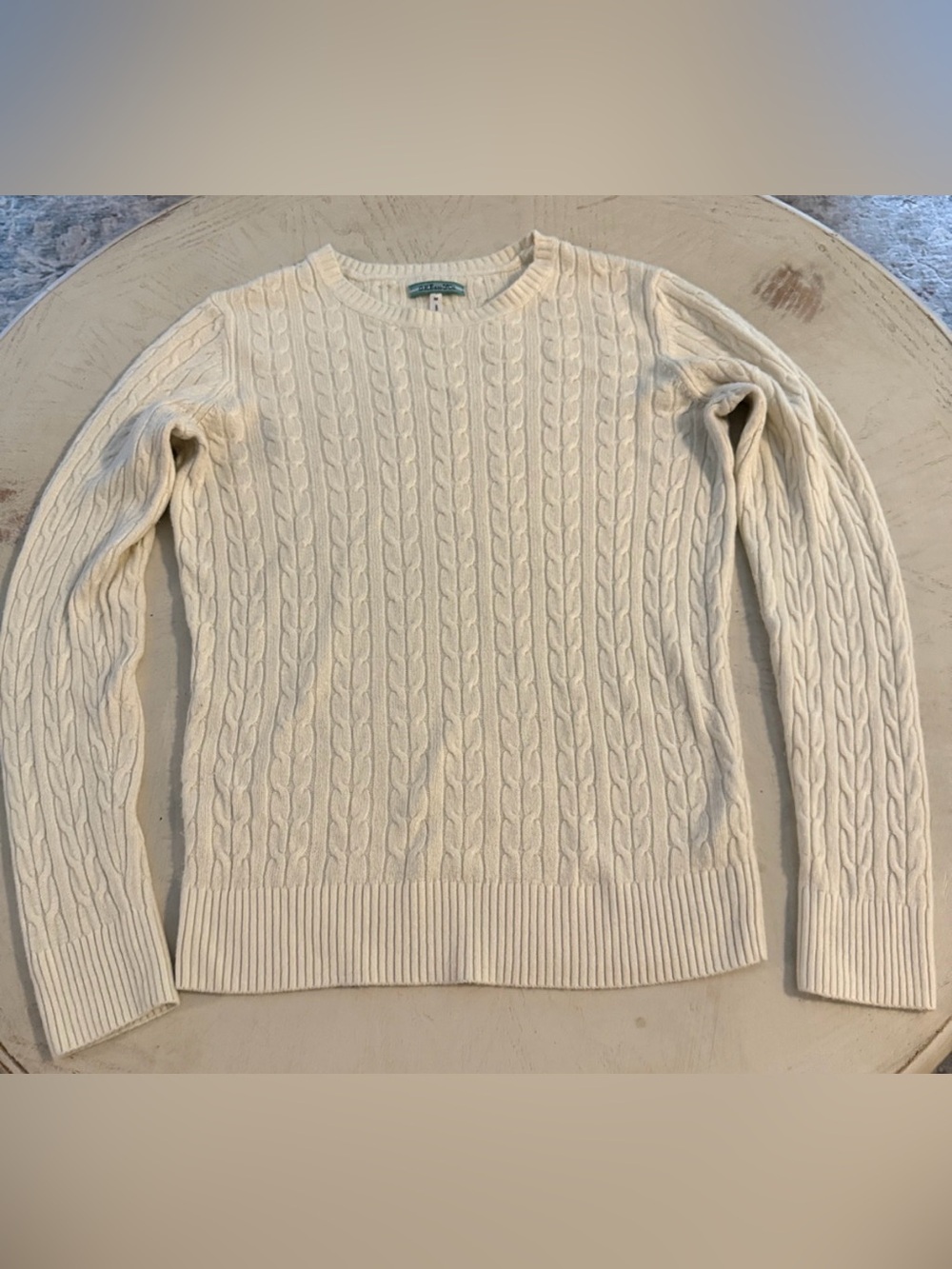 GH Bass Soft Cozy Warm Minimalist Cable Knit Cream Pull On Sweater Sz Medium